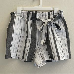 Large White & Gray Striped Summer Shorts